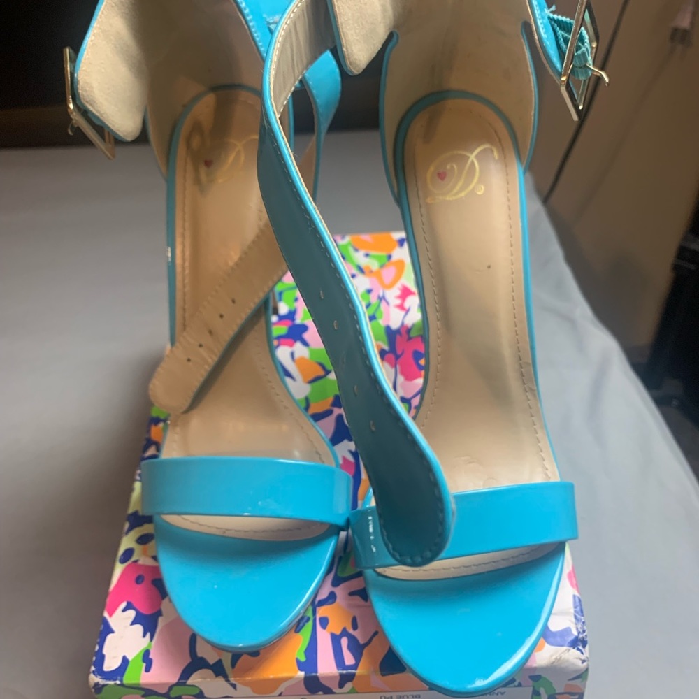 sky blue open toe heels